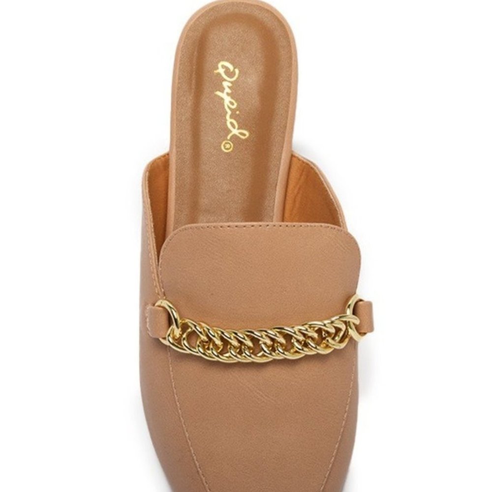 Designer Toffee Mules with Linked Accent - Picture 3 of 3